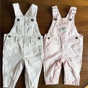 Light Pink and White Striped Overalls